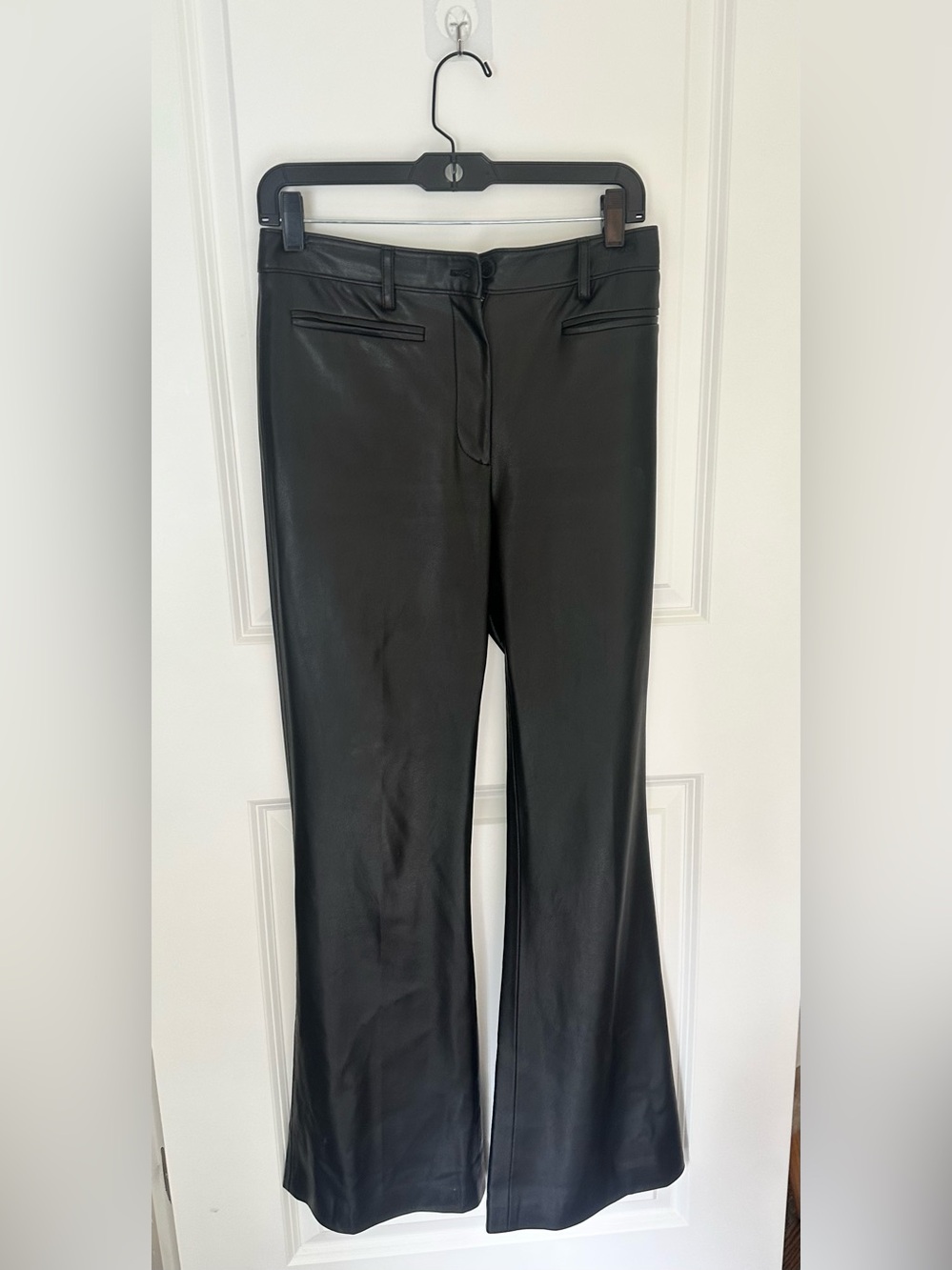 Rebecca Taylor Black Vegan Leather Flare Jeans